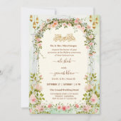Script Floral Arch Walima Islamic Wedding   Einladung (Vorderseite)