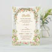 Script Floral Arch Walima Islamic Wedding   Einladung (Stehend Vorderseite)