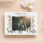 Script Floral Foto Save the Date Minimalistisch Einladung