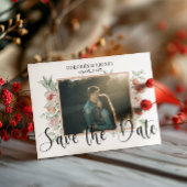 Script Floral Foto Wedding Save the Date Postkarte