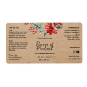 Script Floral Kraft Tropfflaschenetikett (Vorne)