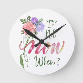 Script Floral Wand Runde Wanduhr