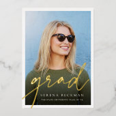 Script Foil Photo Graduation Announcement & Invite Folieneinladung (Vorderseite)