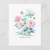 Script Font Pastel Garden Flowers Wedding Begleitkarte (Rückseite)
