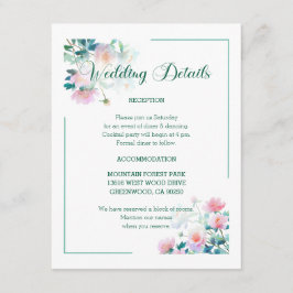 Script Font Pastel Garden Flowers Wedding Begleitkarte