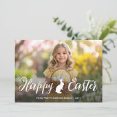 Script Font With Bunny Motif Easter Photo Template Karte (Stehend Vorderseite)