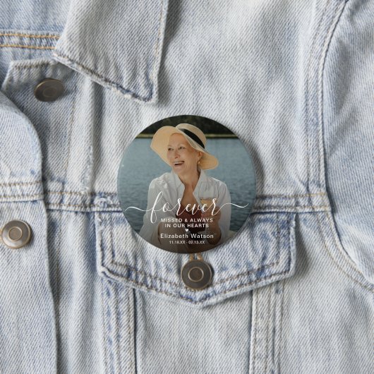 Script Forever Missed' Photo Memorial  Button (Beispiel)