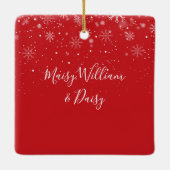 Script Foto Baby's First Christmas Snowflakes Keramikornament (Rückseite)