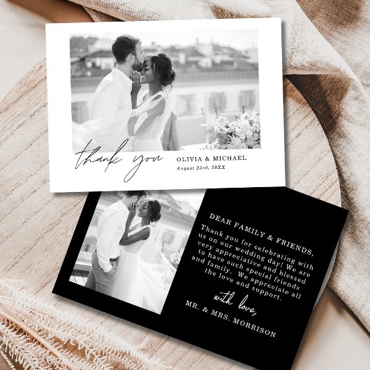 Script Foto Black & White Wedding Dankeschön Karte