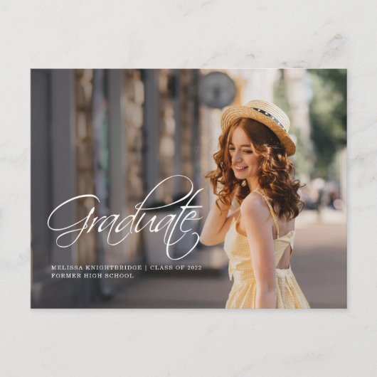 Script Foto Grad Class 2022 Abschluss Ankündigungspostkarte (Vorderseite)