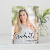 Script-Foto-Graduierungspartei Einladung (Stehend Vorderseite)