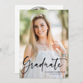 Script-Foto-Graduierungspartei Einladung (Vorne/Hinten)