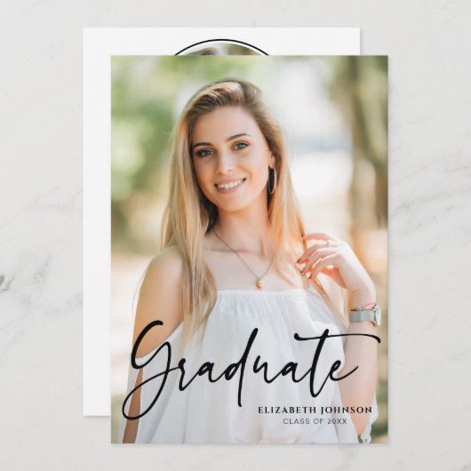 Script-Foto-Graduierungspartei Einladung (Vorne/Hinten)