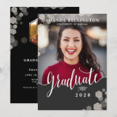 Script-Foto-Graduierungspartei Einladung (Vorne/Hinten)