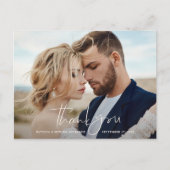 Script Foto Hochzeit danke Ihnen modernen minimalb Ankündigungspostkarte (Vorderseite)