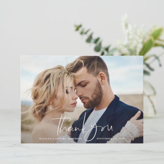 Script Foto Hochzeit danke Ihnen modernen minimale (Stehend Vorderseite)
