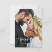 Script-Foto Hochzeit Elegante Vielen Dank Karte (Vorderseite)