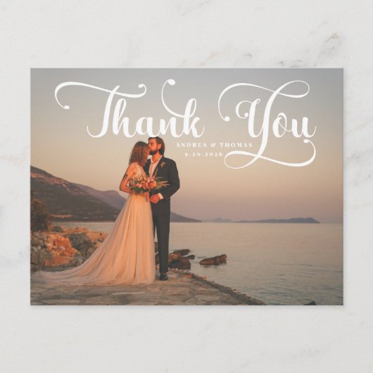 Script Foto Hochzeit Vielen Dank Postcard Postkarte (Vorderseite)