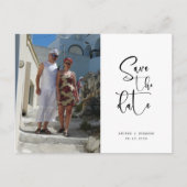 Script Foto Minimalist Save-the-Date Postkarte (Vorderseite)