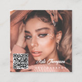 Script Foto QR Code Social Media Fotografie Quadratische Visitenkarte (Vorderseite)