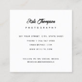 Script Foto QR Code Social Media Fotografie Quadratische Visitenkarte (Rückseite)