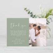 Script Foto Sage Green Wedding Dankeschön Karte (Stehend Vorderseite)