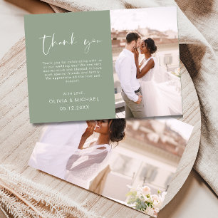 Script Foto Sage Green Wedding Dankeschön Karte