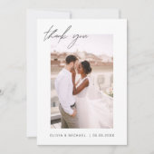 Script Foto Wedding Black Gold Dankeschön Karte (Vorderseite)