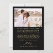 Script Foto Wedding Black Gold Dankeschön Karte (Rückseite)