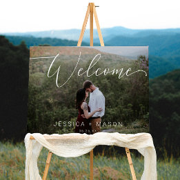 Script Foto Wedding Welcome Sign Foam Board