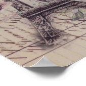 Script Französisch Land Schmetterling Paris Eiffel Poster (Ecke)