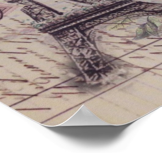 Script Französisch Land Schmetterling Paris Eiffel Poster (Ecke)