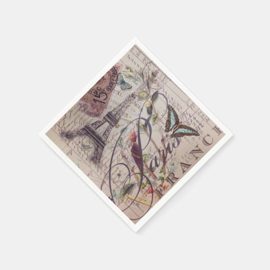 Script Französisch Land Schmetterling Paris Eiffel Serviette (Ecke)