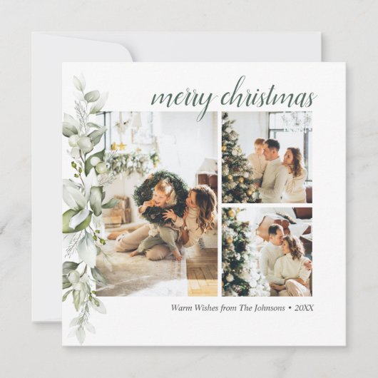 Script Frohe Weihnachten Berry Foto Weihnachtskart (Vorderseite)