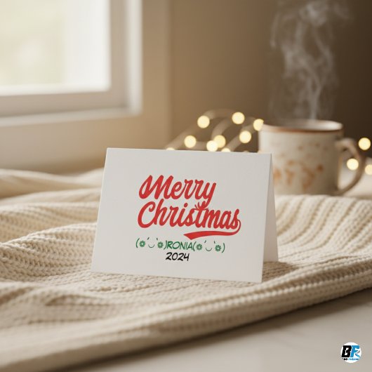 Script frohe Weihnachten rot mit Namen und Jahr