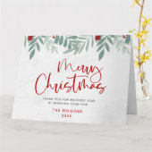 Script frohe Weihnachten rot und grün botanisch Karte (Gelbe Blume)