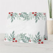 Script frohe Weihnachten rot und grün botanisch Karte (Rückseite)