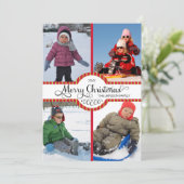 Script Frohe Weihnachtsfeiertage Vier Foto Feiertagskarte (Stehend Vorderseite)