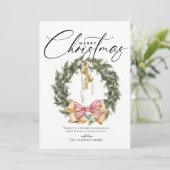 Script Frohe Weihnachtskranz Feiertagskarte (Stehend Vorderseite)