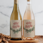 Script Frohe Weihnachtszweig mit Berries Weinetikett