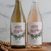 Script Frory Christmas Greenery Holiday Party Weinetikett