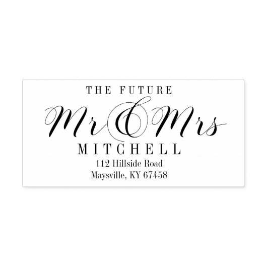 Script Future Mr. und Mrs. Rücksendeadresse Gummistempel (Prägung)