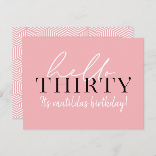 Script & geometrische 30. Geburtstag Postkarte (Vorne/Hinten)