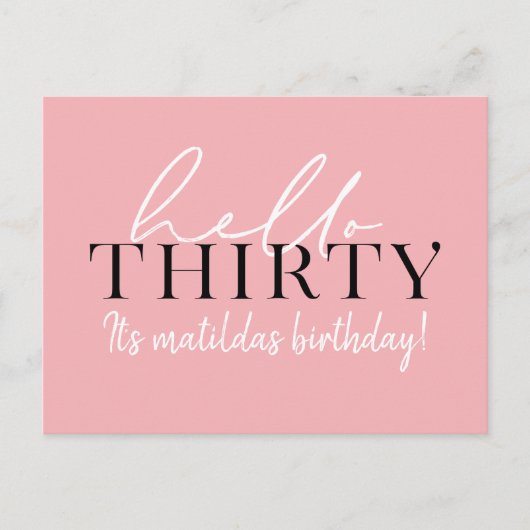 Script & geometrische 30. Geburtstag Postkarte (Vorderseite)