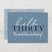 Script & geometrische 30. Geburtstag Postkarte (Vorne/Hinten)