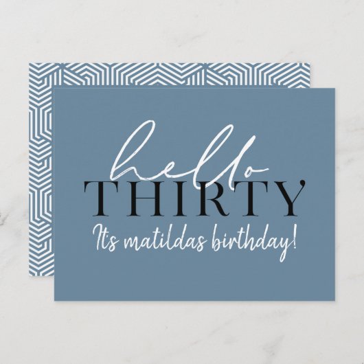 Script & geometrische 30. Geburtstag Postkarte (Vorne/Hinten)