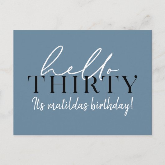 Script & geometrische 30. Geburtstag Postkarte (Vorderseite)