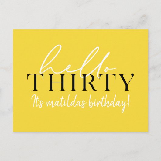 Script & geometrische 30. Geburtstag Postkarte (Vorderseite)