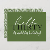Script & geometrische 30. Geburtstag Postkarte (Vorne/Hinten)