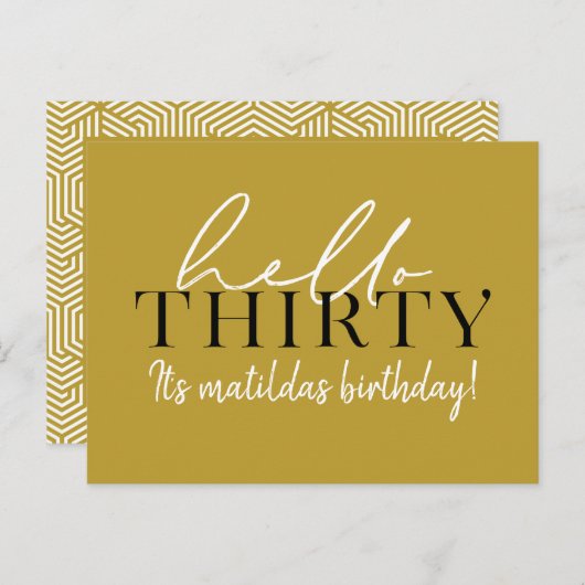 Script & geometrische 30. Geburtstag Postkarte (Vorne/Hinten)